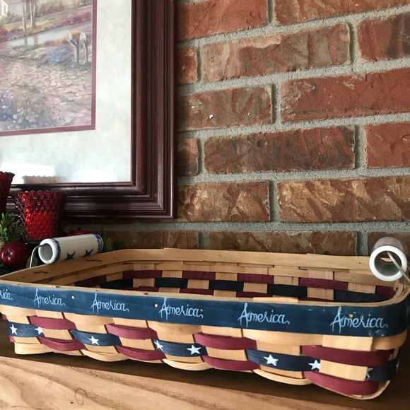Rare Vintage Patriotic America Hand Woven Basket - Picture 3 of 9